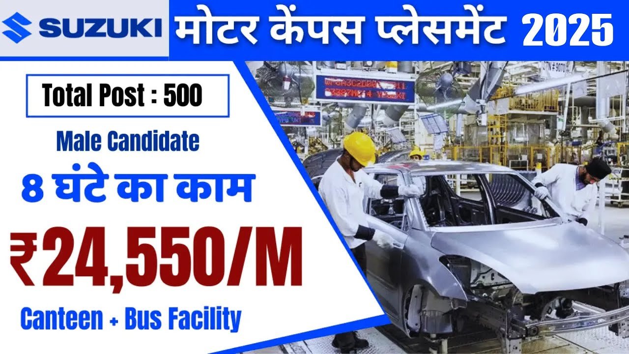 Suzuki Motor Company Campus Placement 2025 | FREE NCR JOB | New Job Vacancy