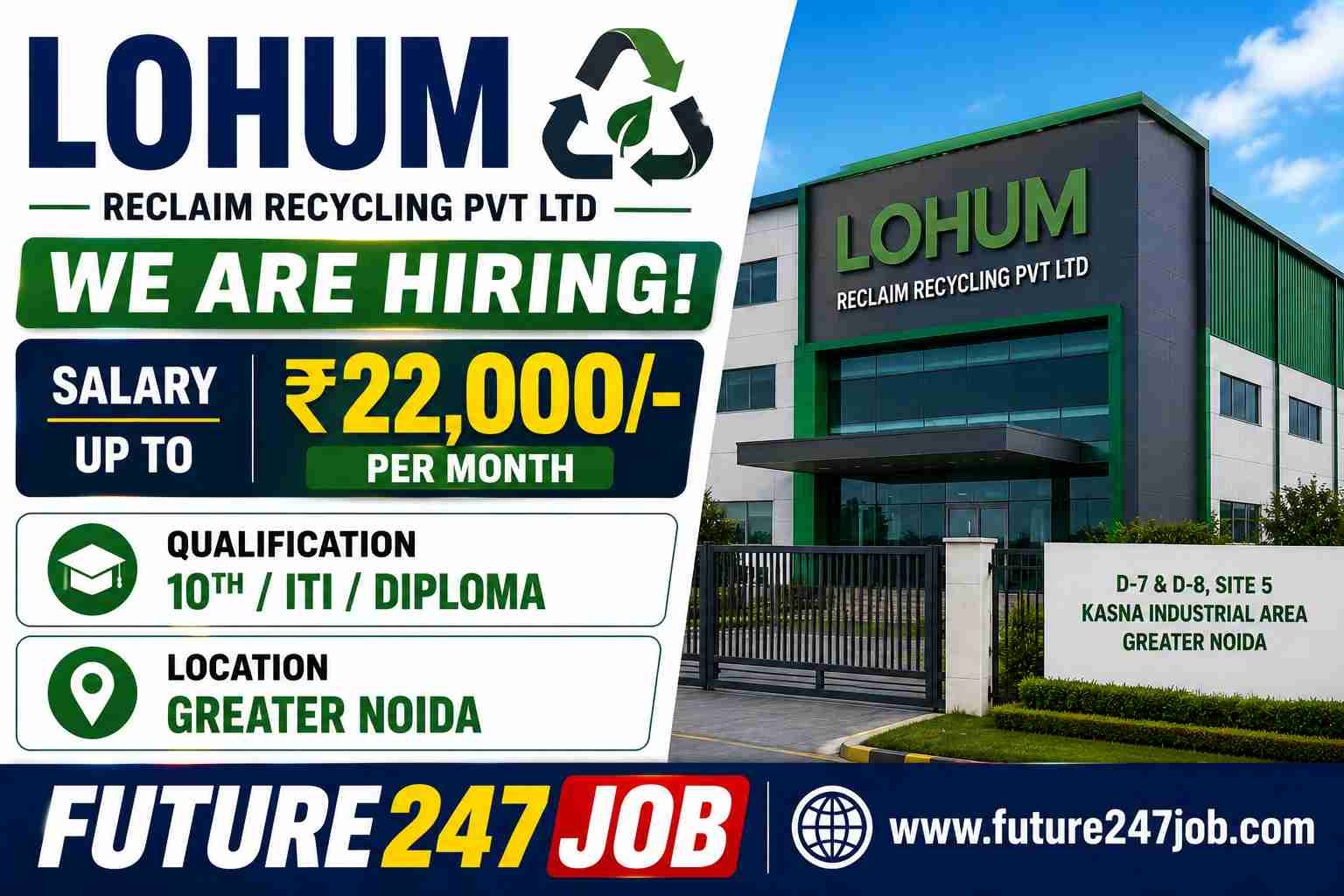 Lohum Reclaim Recycling Pvt Ltd Job Vacancy 2026 | Greater Noida Kasna Recruitment