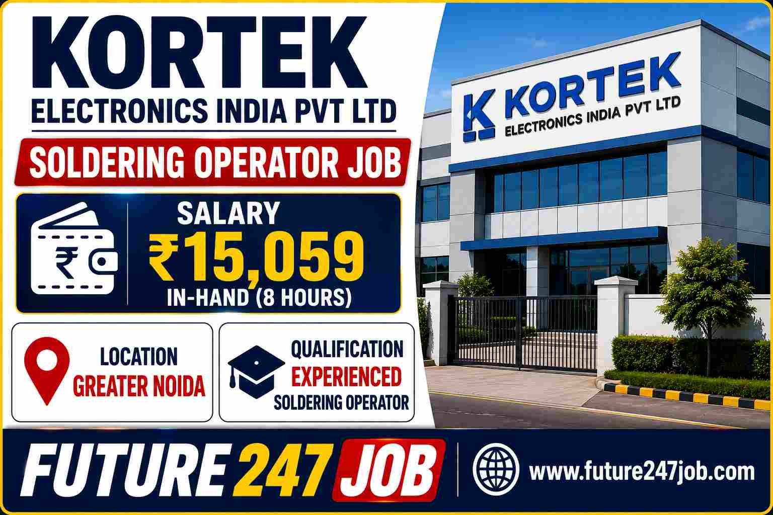 Kortek Electronics India Pvt Ltd Job Vacancy 2026 | Greater Noida Soldering Operator Recruitment