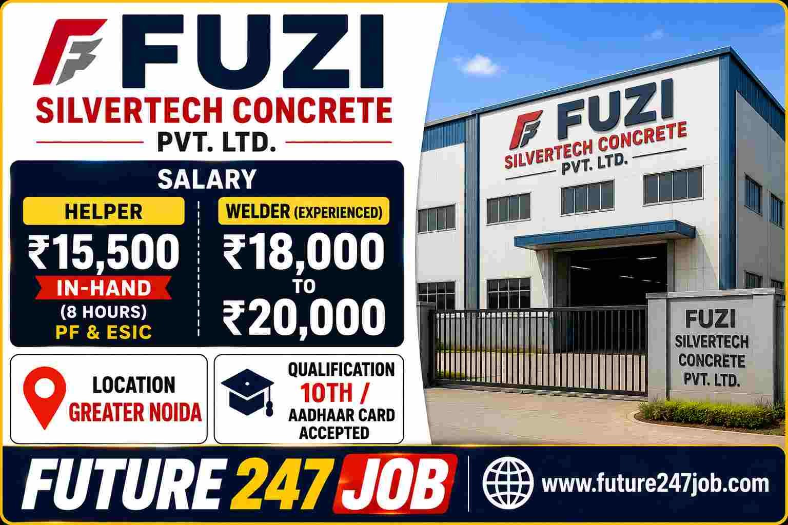 Fuzi Silvertech Concrete Company Job Vacancy 2026 | Yamuna Expressway Recruitment