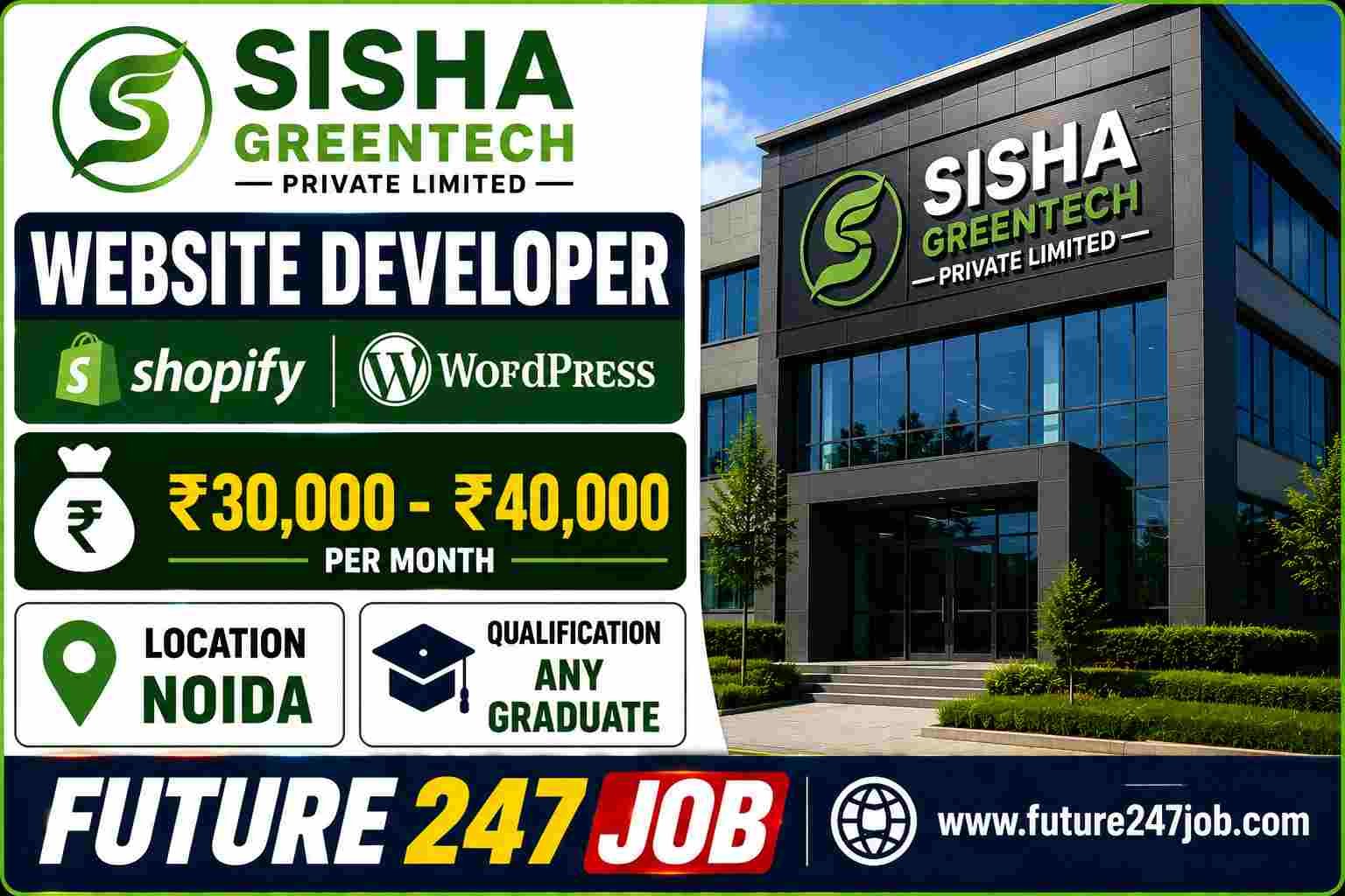 SISHA GREENTECH PRIVATE LIMITED Job Vacancy 2026 | Website Developer Recruitment